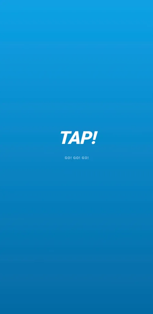 ReflexLab Classic mode mid-round: the screen flashes blue with the word TAP, the moment to react